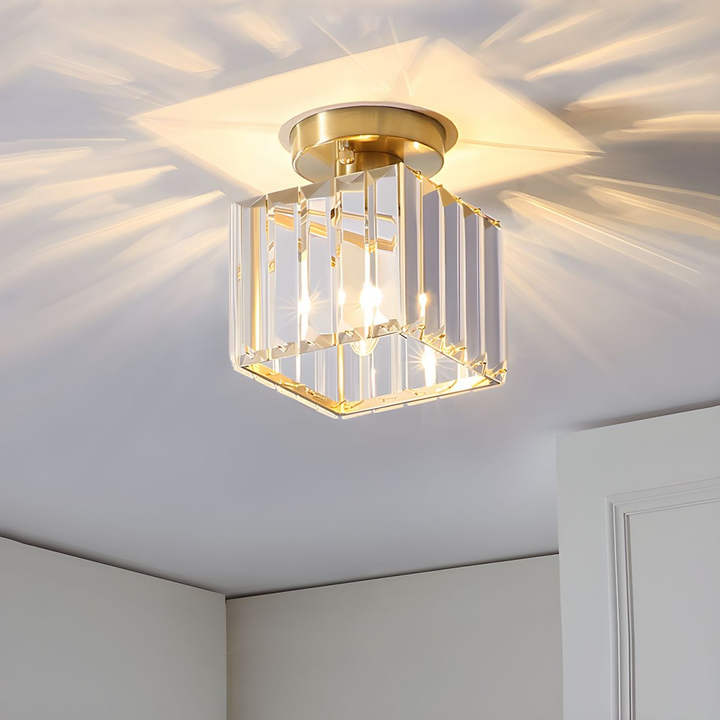 Modern Crystal Ceiling Light - CrystalGlow-Black-Square-State of Style