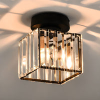 Modern Crystal Ceiling Light - CrystalGlow-Black-Square-State of Style