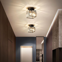Modern Crystal Ceiling Light - CrystalGlow-Black-Square-State of Style