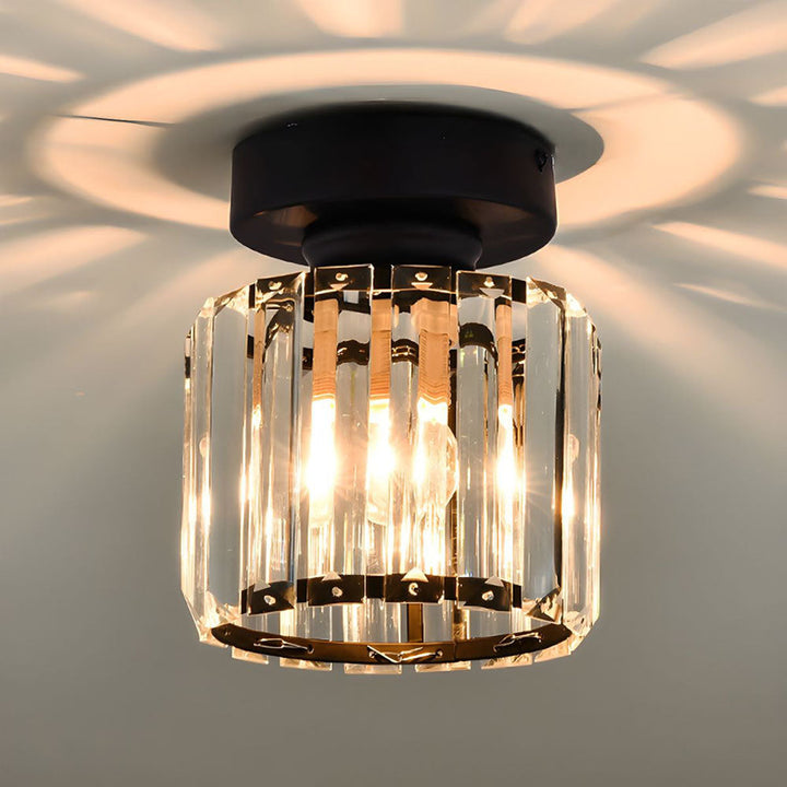 Modern Crystal Ceiling Light - CrystalGlow-Black-Square-State of Style