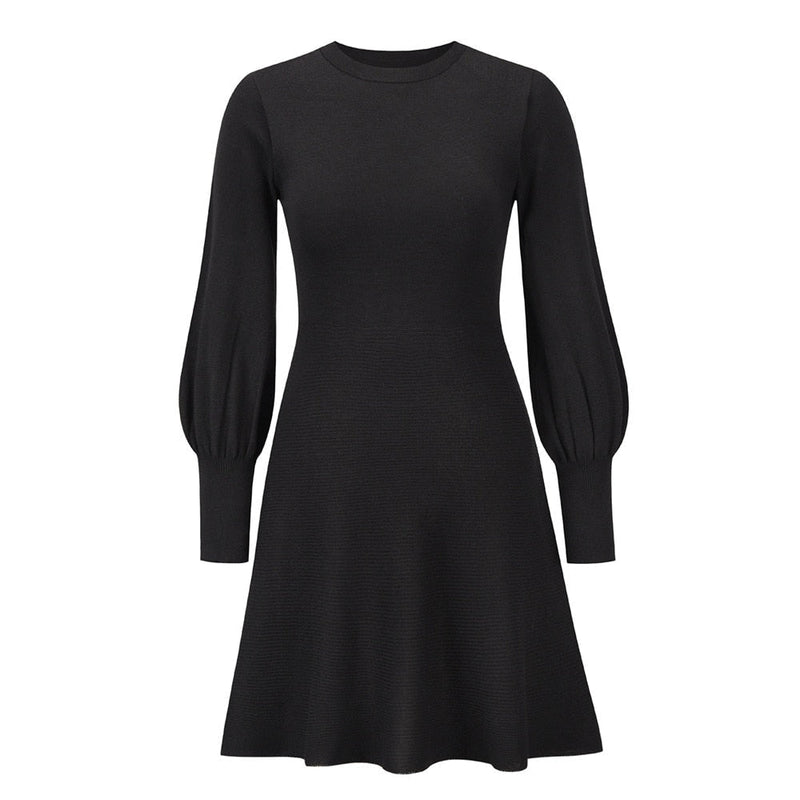 Modern Dress With Balloon Sleeves | Elegant & Stylish-Black-S-State of Style
