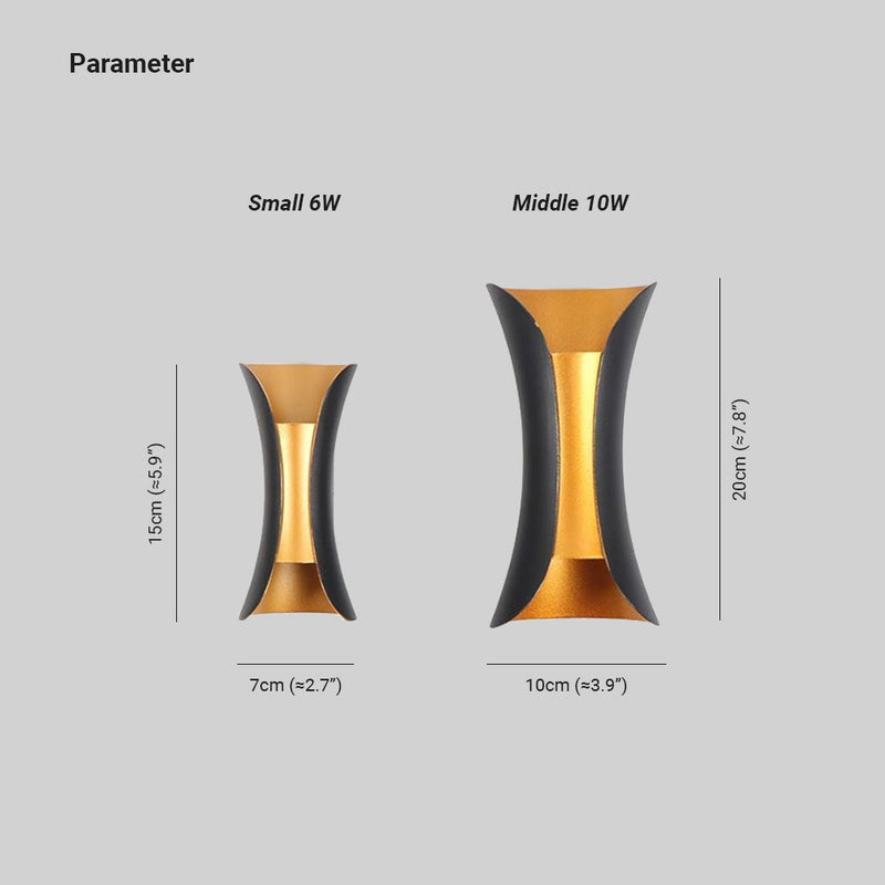 Modern LED Outdoor Wall Lamp - LumiEdge-Small (6W)-Warm White-Black and Gold-State of Style