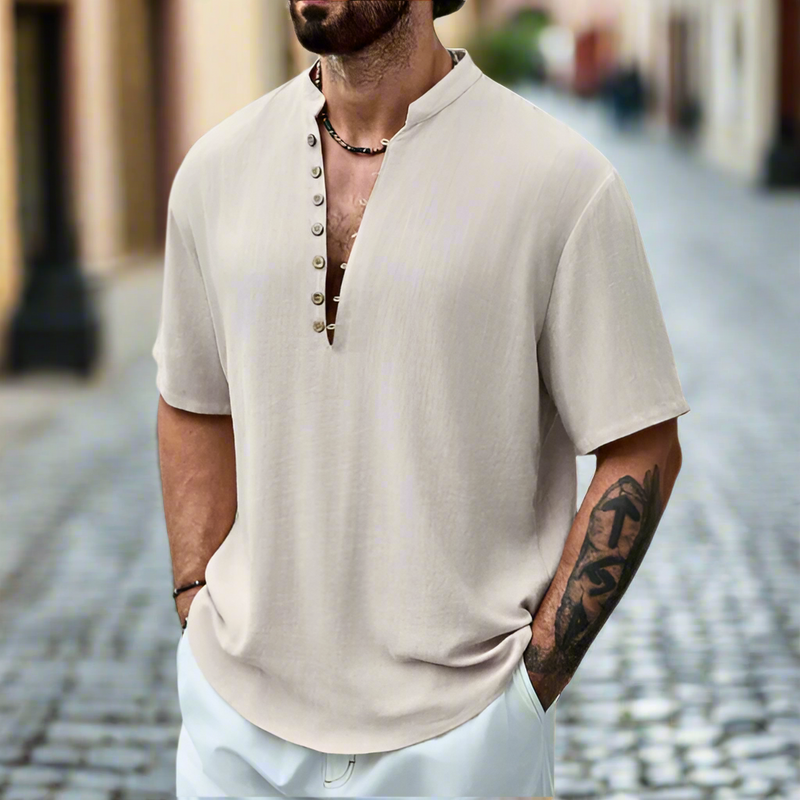 Modern Linen Shirt – Renzo-Khaki-S-State of Style