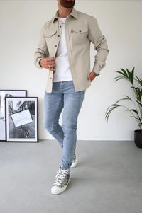 Modern Shirt Jacket for Men – Elias-Beige-S-State of Style