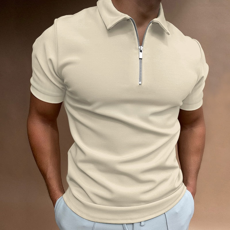 Modern Slim Fit Polo with Zip (Buy 1, Get 1 Free) - VestoZip™ Men's Polo-Beige-S-State of Style