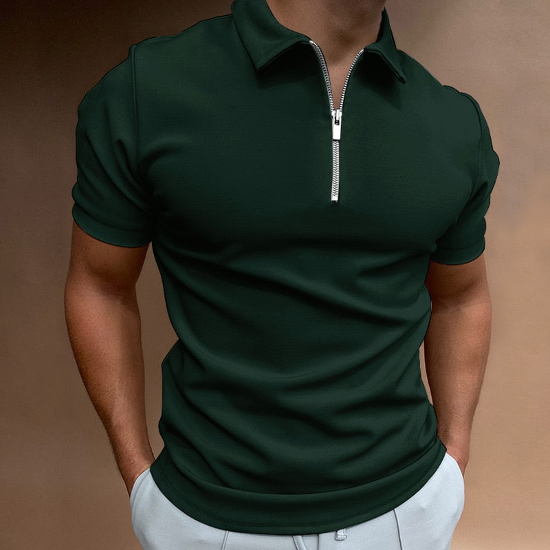 Modern Slim Fit Polo with Zip (Buy 1, Get 1 Free) - VestoZip™ Men's Polo-Dark green-S-State of Style