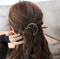 Moon Hair Clip | Stylish Round Moon Hairpin for Women-Gold Round-State of Style