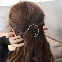 Moon Hair Clip | Stylish Round Moon Hairpin for Women-Silver Moon-State of Style