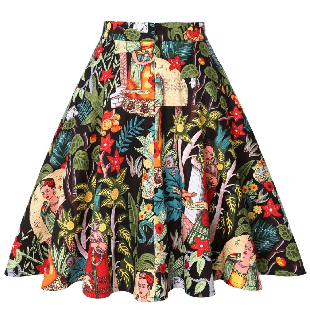 Morgana Traditional Skirt – Vintage Cotton A-Line Midi Skirt-S-State of Style