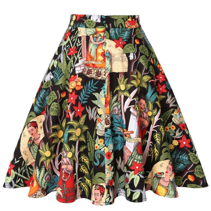 Morgana Traditional Skirt – Vintage Cotton A-Line Midi Skirt-S-State of Style