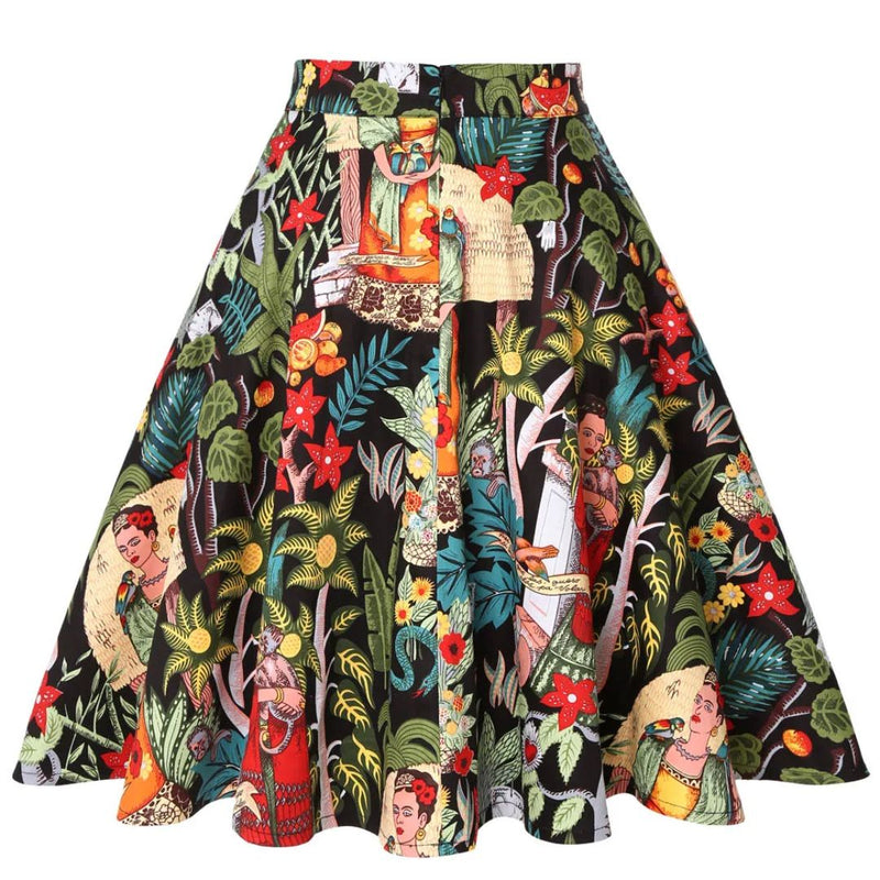Morgana Traditional Skirt – Vintage Cotton A-Line Midi Skirt-S-State of Style