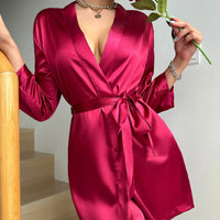 Morning dress made of Glacé Silk with Lace Closure – Noémie-Red-S-State of Style