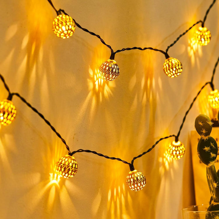 Moroccan Style Waterproof Solar String Lights - SunGlow Strings-Silver-State of Style