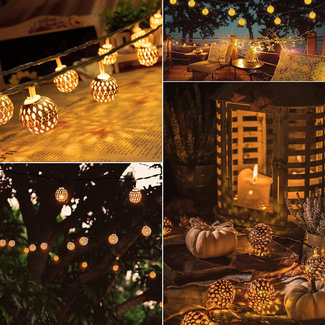 Moroccan Style Waterproof Solar String Lights - SunGlow Strings-Silver-State of Style