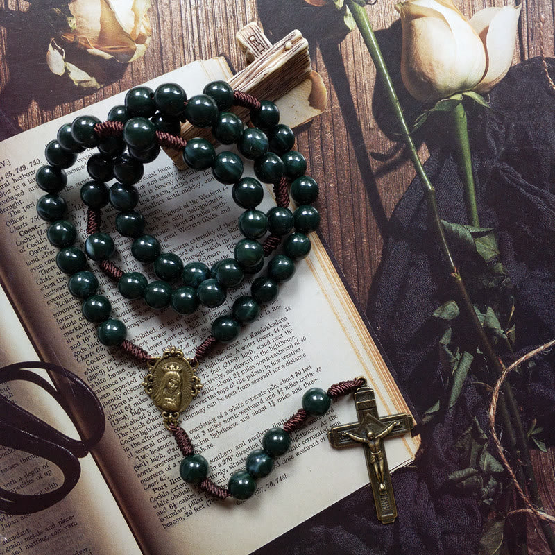 Mosagaat Holy Medal Cross Pendant Rosary Necklace - Celeste-State of Style
