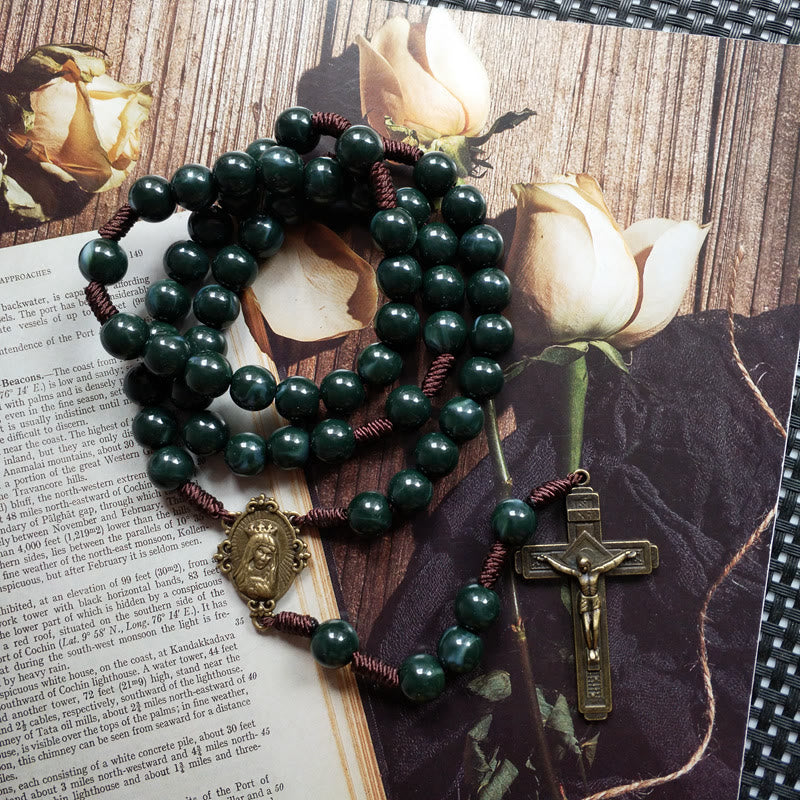 Mosagaat Holy Medal Cross Pendant Rosary Necklace - Celeste-State of Style