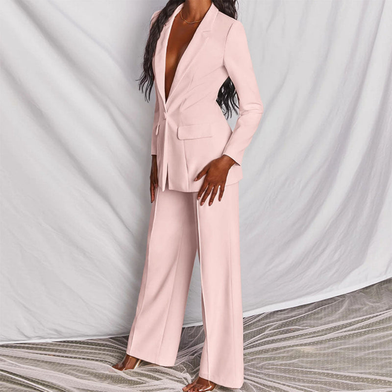 Moshine - 2-Piece Blazer and Trouser Set-Yellow-S-State of Style