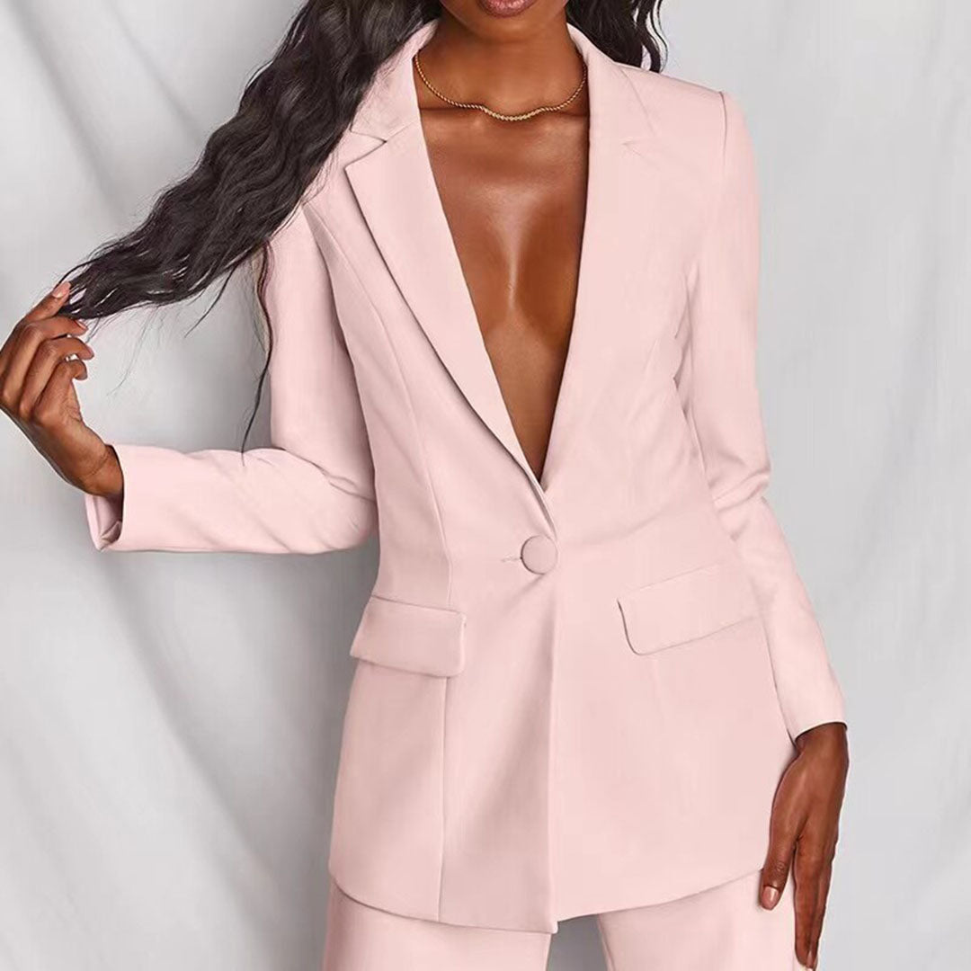 Moshine - 2-Piece Blazer and Trouser Set-Yellow-S-State of Style