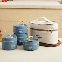Multi-layer Insulated Lunch Box with FREE Carry Bag - ThermoBox-Blue-Small-State of Style