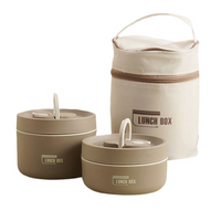 Multi-layer Insulated Lunch Box with FREE Carry Bag - ThermoBox-Brown-Small + Big-State of Style