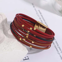 Multi-Layer Tri-Colour Wrap Bracelet | Stylish Women's Jewellery-RED BROWN-State of Style