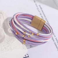 Multi-Layer Tri-Colour Wrap Bracelet | Stylish Women's Jewellery-WHITE PURPLE-State of Style