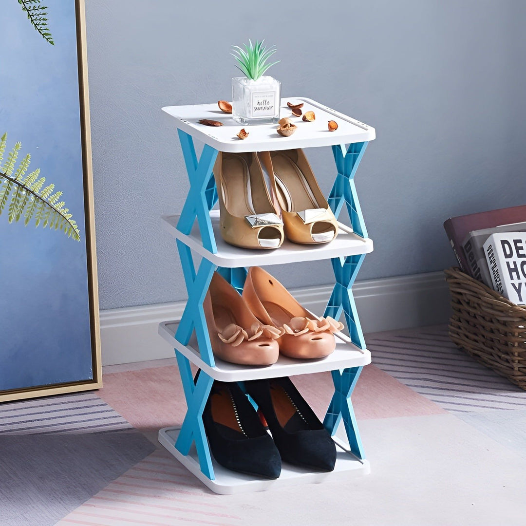 Multifunctional and Foldable Shoe Rack - SpaceSaver-Blue-4-State of Style