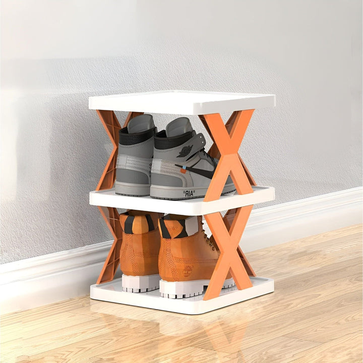 Multifunctional and Foldable Shoe Rack - SpaceSaver-Orange-3-State of Style