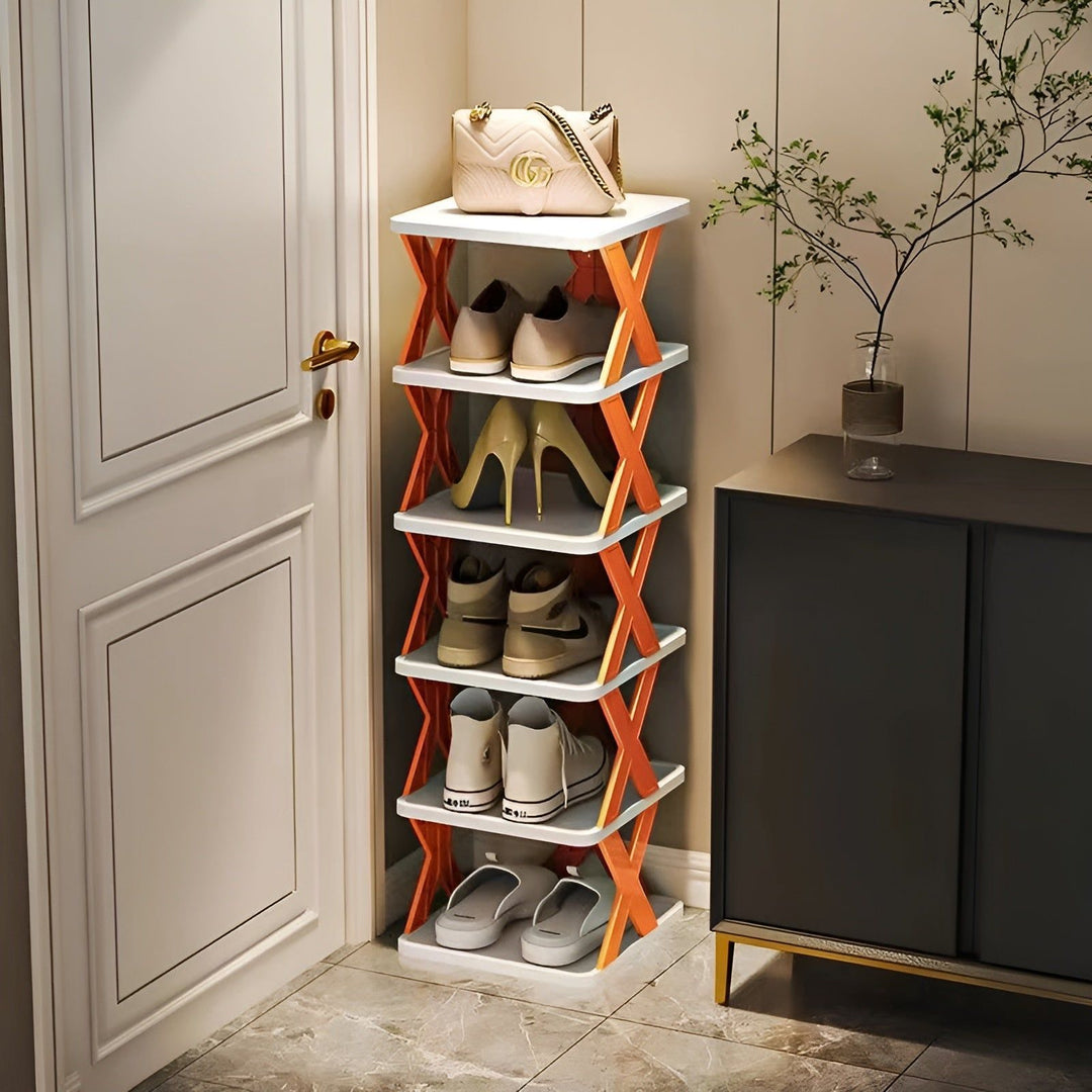 Multifunctional and Foldable Shoe Rack - SpaceSaver-Orange-6-State of Style