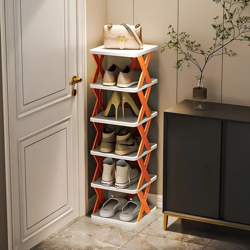 Multifunctional and Foldable Shoe Rack - SpaceSaver-Orange-6-State of Style