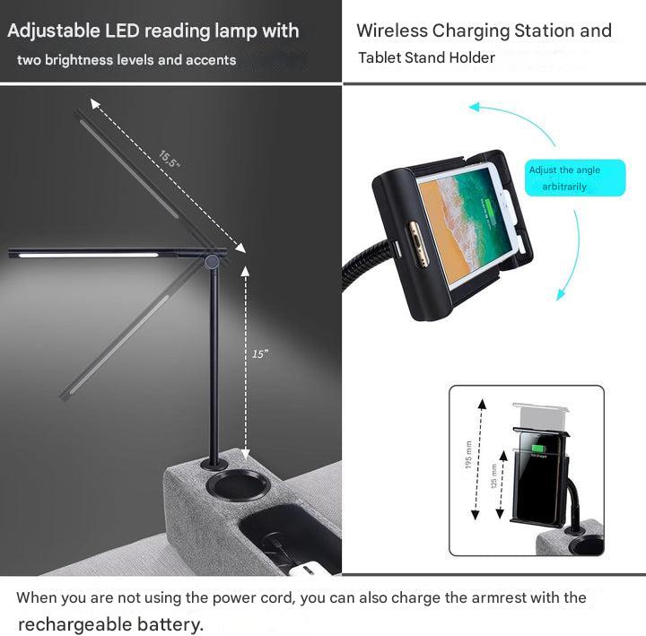 Multifunctional Armrest with Wireless Charging – Modulux-Light grey-State of Style
