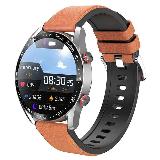 Multifunctional Smartwatch - HealthSync Pro-Orange Leather-State of Style