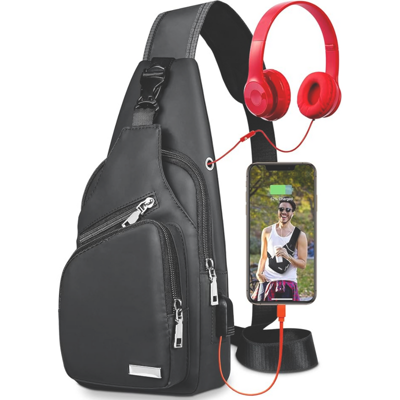 Multifunctional Waterproof Sling Bag - WaveSling-Black-State of Style