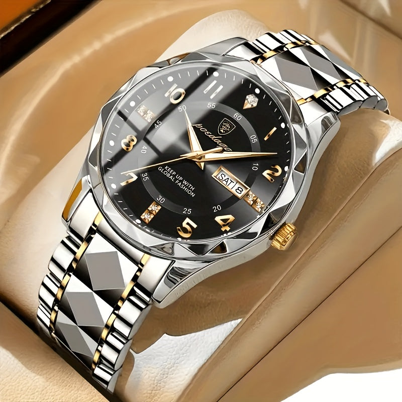 Multifunctional Waterproof Sports Watch for Men – Titan-Two-tone Gold Band with Blue Face-State of Style
