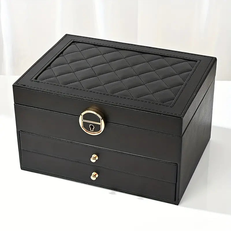 Multilayer Leather Jewellery Box | Organised and Stylish Storage-BLACK-State of Style