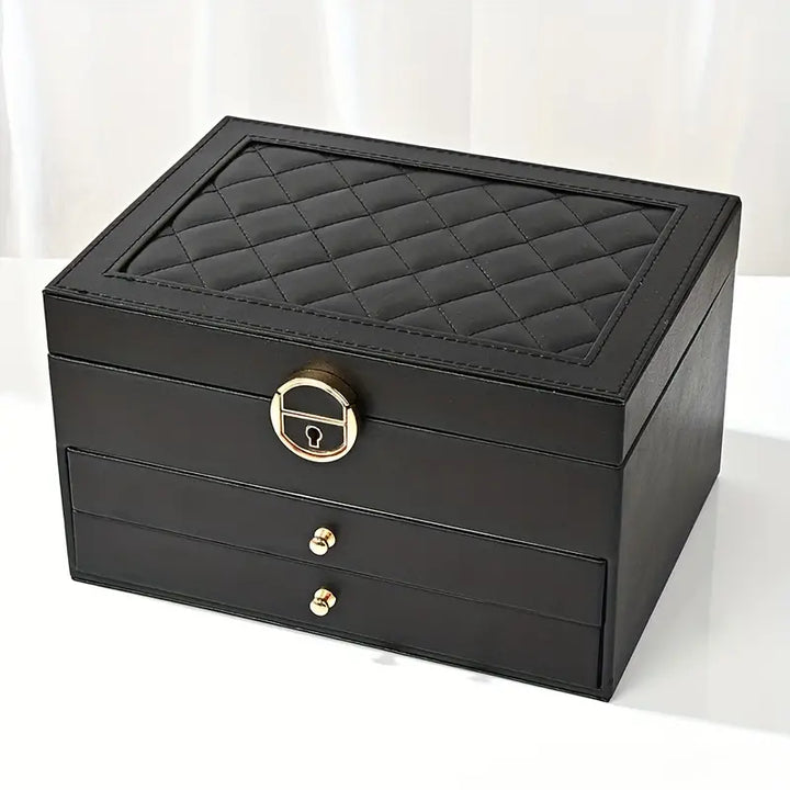 Multilayer Leather Jewellery Box | Organised and Stylish Storage-BLACK-State of Style