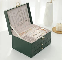 Multilayer Leather Jewellery Box | Organised and Stylish Storage-GREEN-State of Style