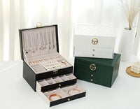 Multilayer Leather Jewellery Box | Organised and Stylish Storage-GREEN-State of Style