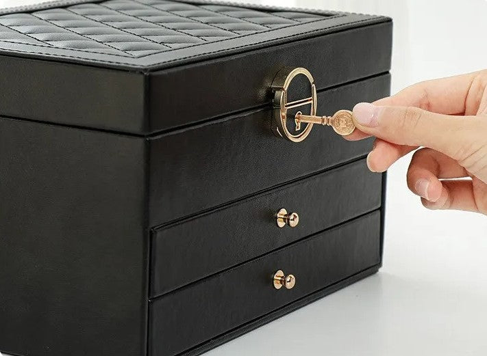Multilayer Leather Jewellery Box | Organised and Stylish Storage-GREEN-State of Style
