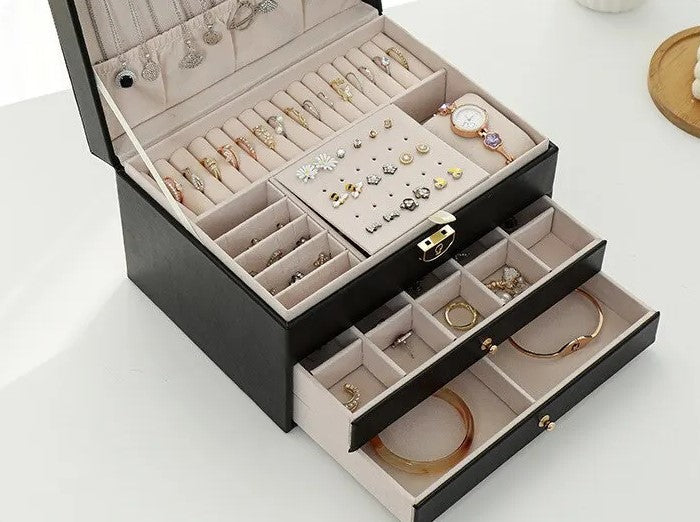 Multilayer Leather Jewellery Box | Organised and Stylish Storage-GREEN-State of Style