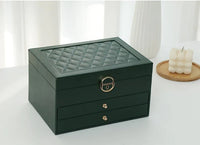 Multilayer Leather Jewellery Box | Organised and Stylish Storage-GREEN-State of Style
