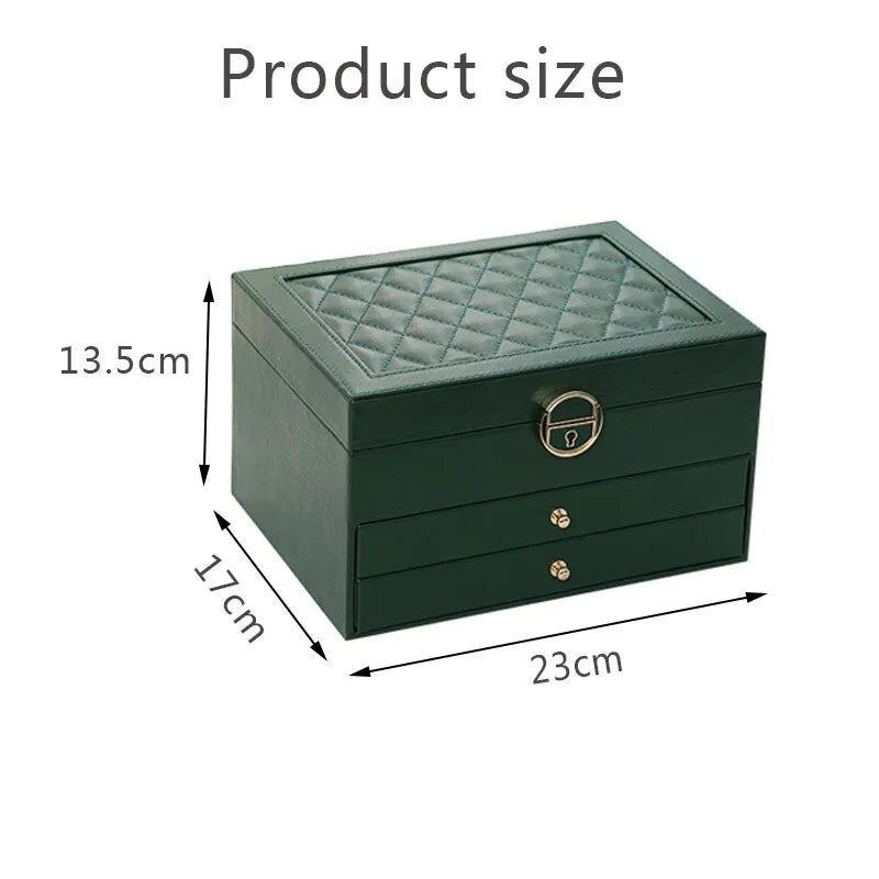 Multilayer Leather Jewellery Box | Organised and Stylish Storage-GREEN-State of Style
