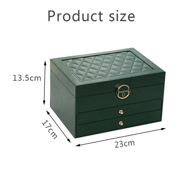 Multilayer Leather Jewellery Box | Organised and Stylish Storage-GREEN-State of Style