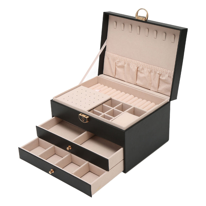 Multilayer Leather Jewellery Box | Organised and Stylish Storage-GREEN-State of Style