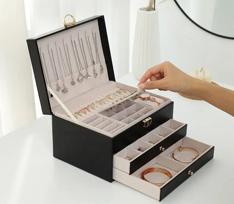 Multilayer Leather Jewellery Box | Organised and Stylish Storage-GREEN-State of Style