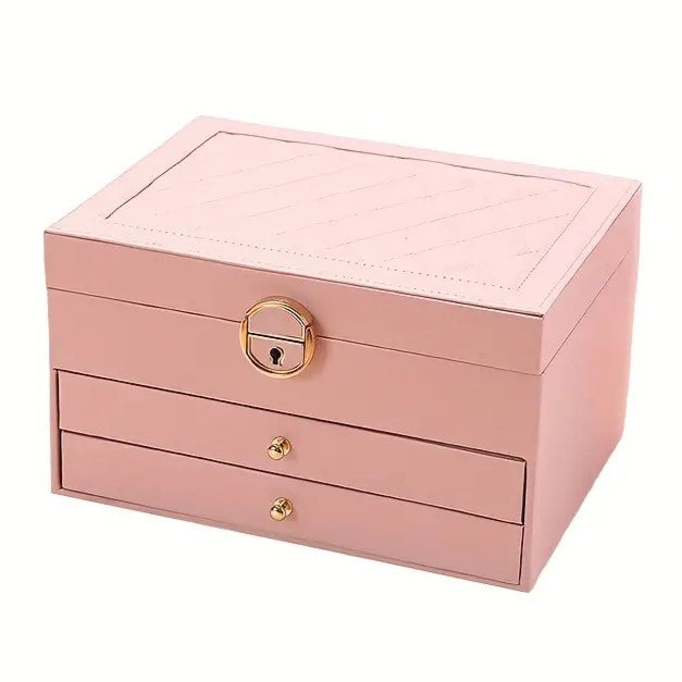 Multilayer Leather Jewellery Box | Organised and Stylish Storage-PINK-State of Style