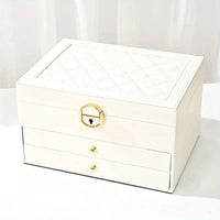 Multilayer Leather Jewellery Box | Organised and Stylish Storage-WHITE-State of Style