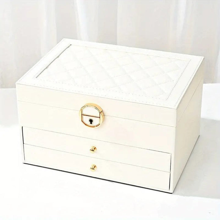 Multilayer Leather Jewellery Box | Organised and Stylish Storage-WHITE-State of Style