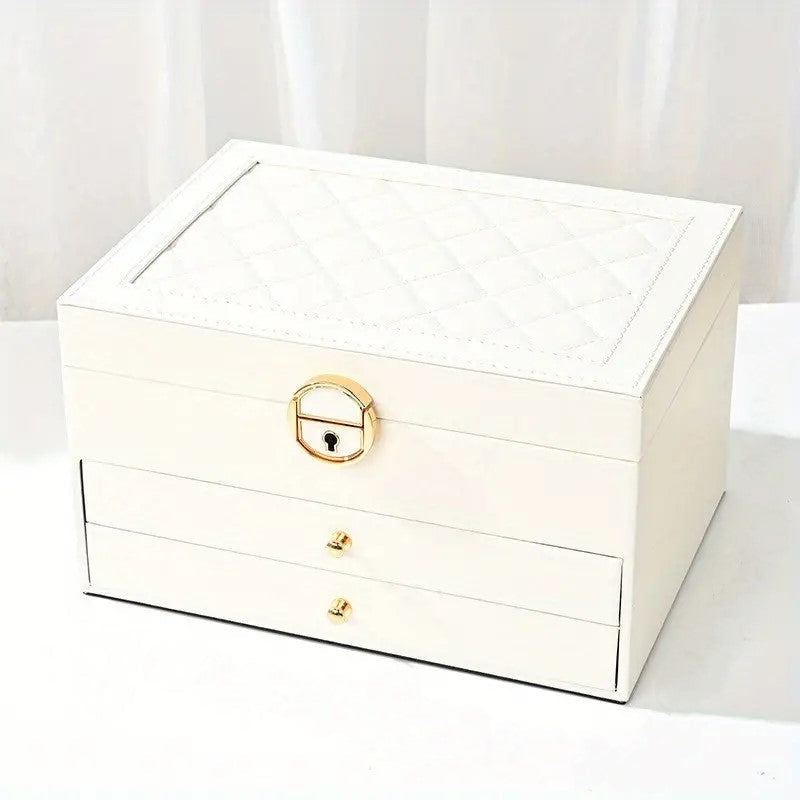 Multilayer Leather Jewellery Box | Organised and Stylish Storage-WHITE-State of Style
