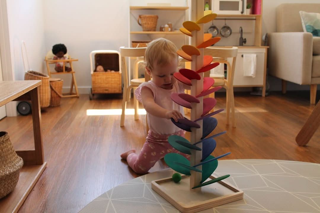 Musical wooden sound tree – educational game with marble sounds